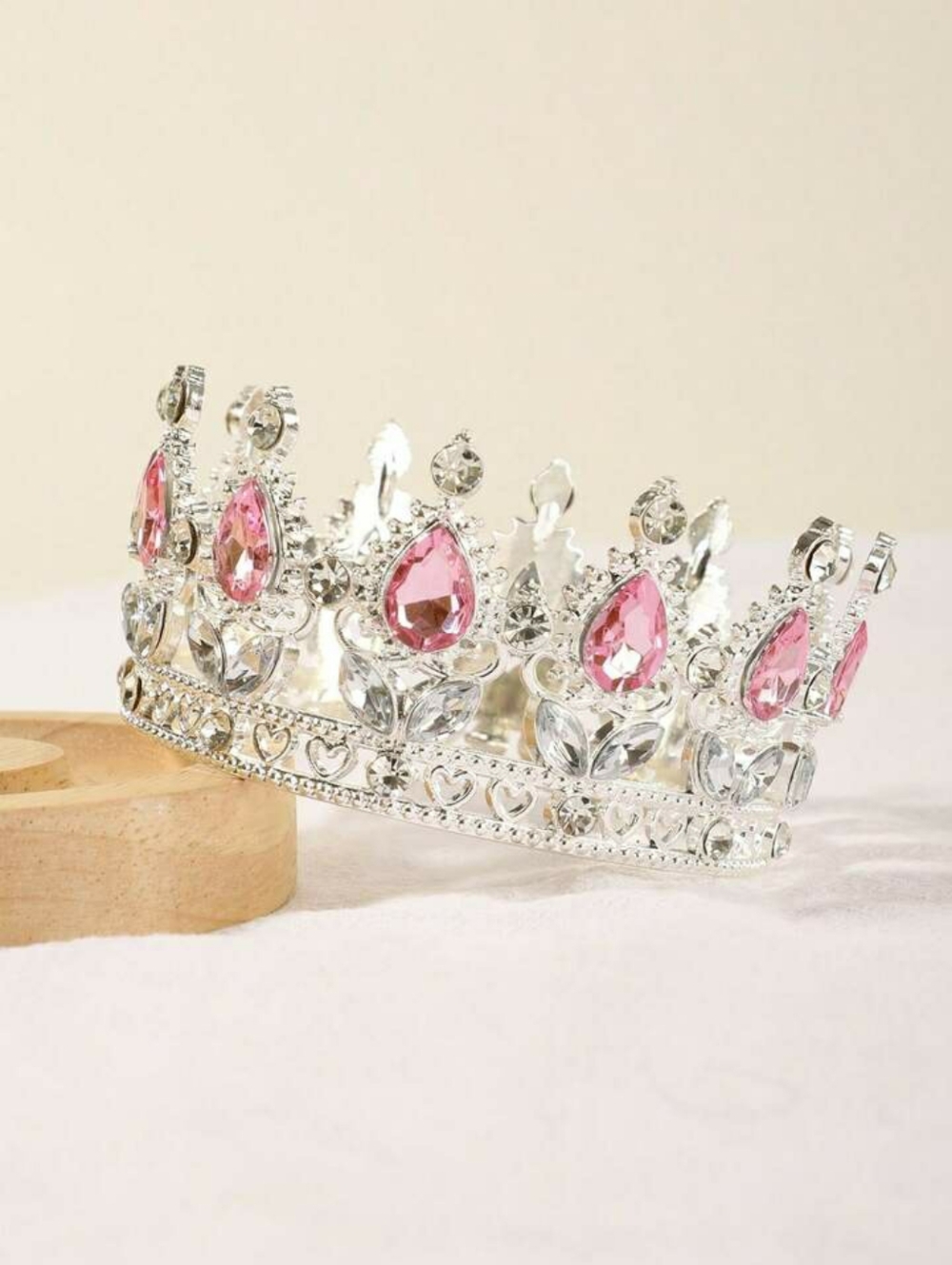 The Crown Kids Silver Tiara Crown with Pink Teardrop Gems Age 3+